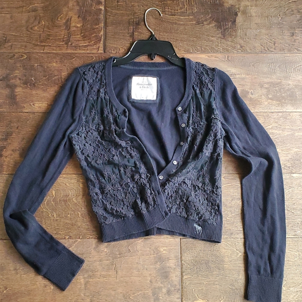 A&F vintage navy cardigan L lace cardigan